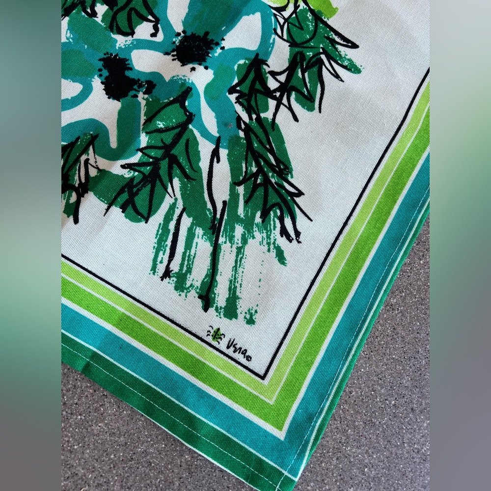 Vintage Vera Neumann floral tablecloth mcm linens retro tablecloth. - Picture 2 of 7